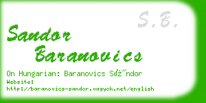 sandor baranovics business card